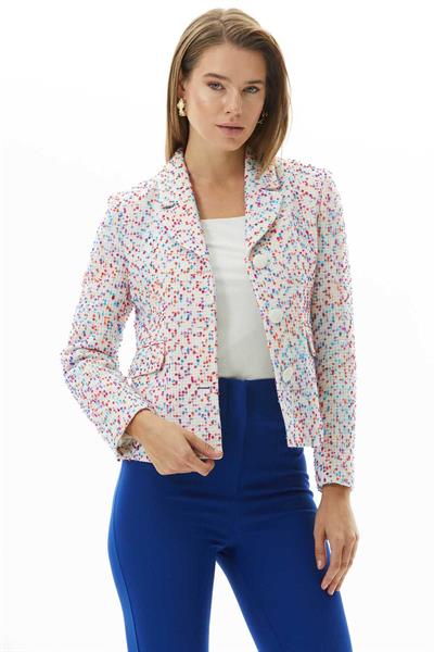 Renkli Kırçıllı Üç Düğme Ceket  /  EKRU