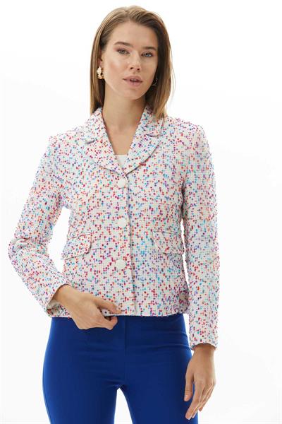 Renkli Kırçıllı Üç Düğme Ceket  /  EKRU