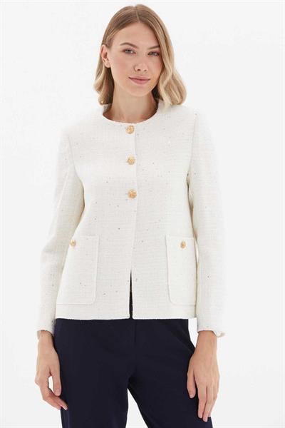 Sıfır Yaka Üç Düğme Ceket  /  EKRU
