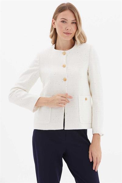Sıfır Yaka Üç Düğme Ceket  /  EKRU