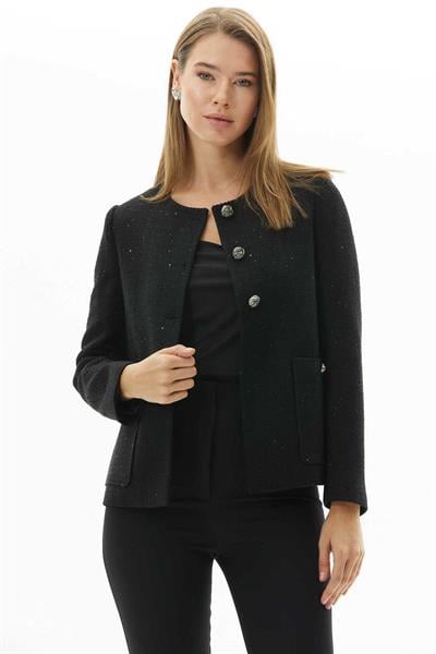Sıfır Yaka Üç Düğme Ceket  /  SİYAH