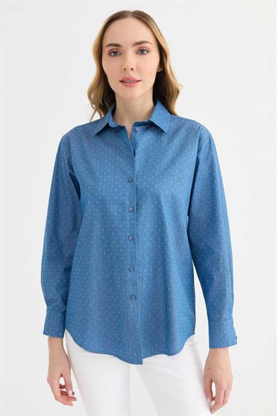 Şömizye Yaka Taşlı Bluz  /  İNDİGO