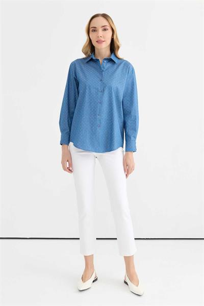 Şömizye Yaka Taşlı Bluz  /  İNDİGO