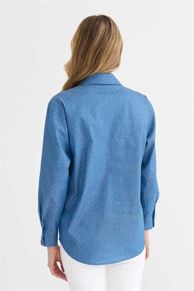 Şömizye Yaka Taşlı Bluz  /  İNDİGO