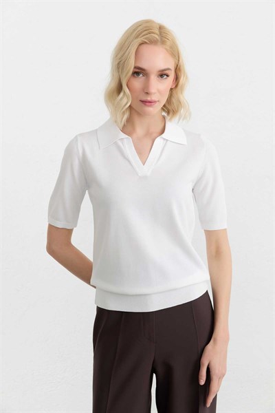 Şömizye Yaka Triko Bluz  /  EKRU