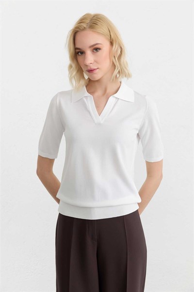 Şömizye Yaka Triko Bluz  /  EKRU