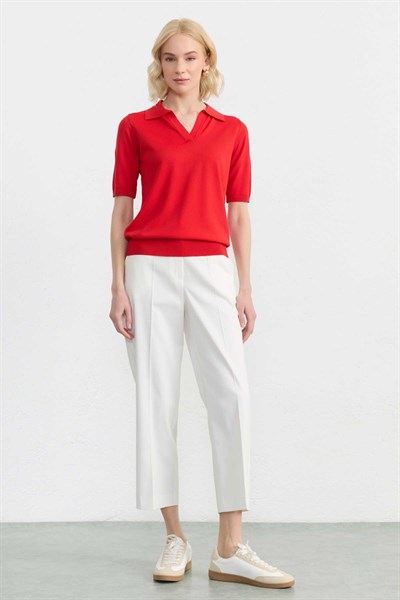 Şömizye Yaka Triko Bluz  /  KIRMIZI