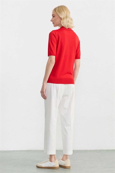 Şömizye Yaka Triko Bluz  /  KIRMIZI