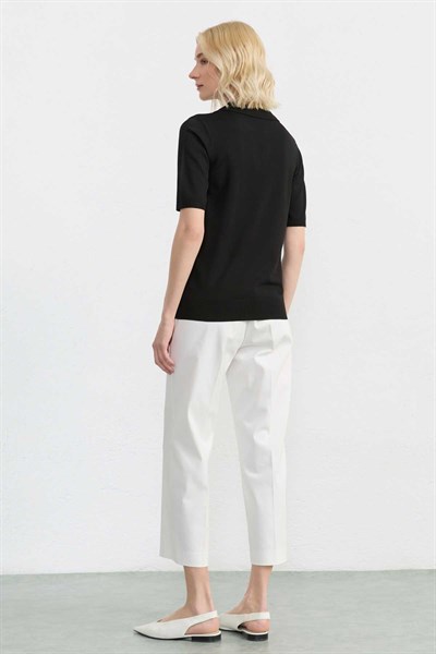 Şömizye Yaka Triko Bluz  /  SİYAH