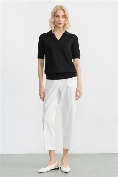 Şömizye Yaka Triko Bluz  /  SİYAH