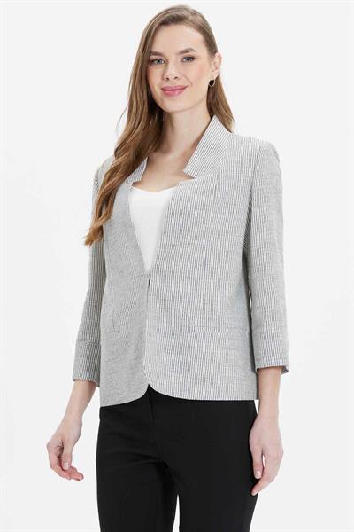 Truvakar Kol Çizgili Ceket  /  SİYAH