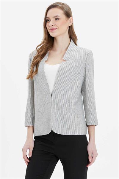 Truvakar Kol Çizgili Ceket  /  SİYAH