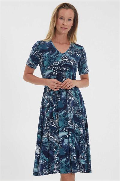 V Yaka Emprime Elbise  /  MAVİ