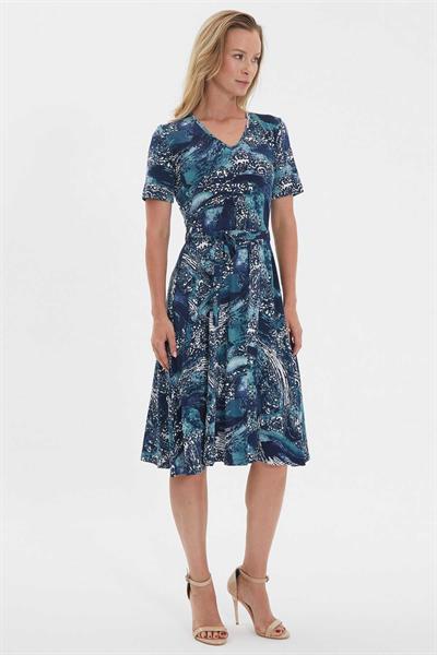 V Yaka Emprime Elbise  /  MAVİ