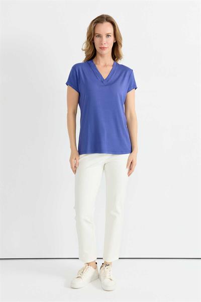 V Yaka Kısa Kol Bluz  /  MOR