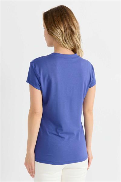 V Yaka Kısa Kol Bluz  /  MOR