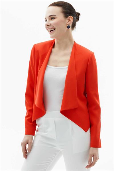 Yakası Dökümlü Kısa Ceket  /  ORANJ