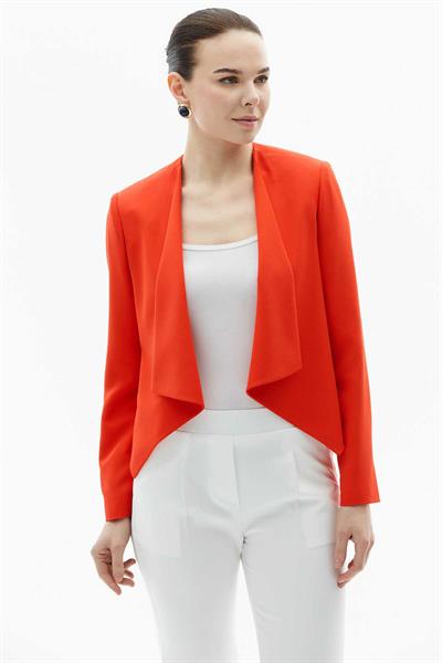 Yakası Dökümlü Kısa Ceket  /  ORANJ