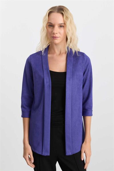 Yakası Katlamalı Fitilli Ceket  /  MAVİ