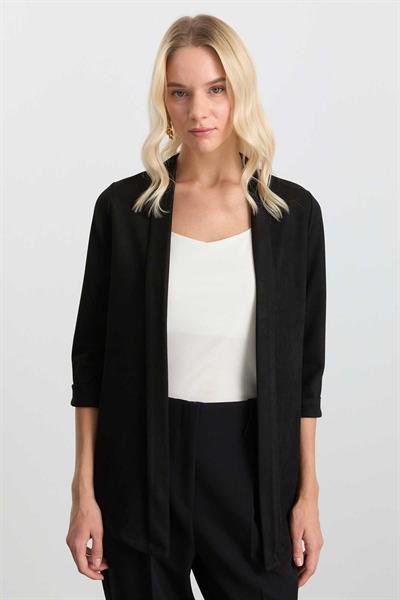 Yakası Katlamalı Fitilli Ceket  /  SİYAH