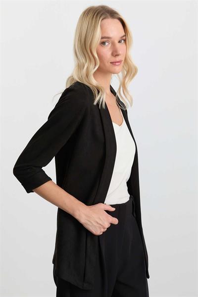 Yakası Katlamalı Fitilli Ceket  /  SİYAH