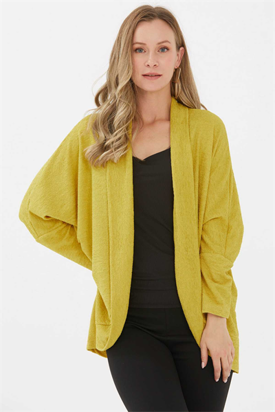 Yakası Katlamalı Krinkıl Hırka  /  SARI