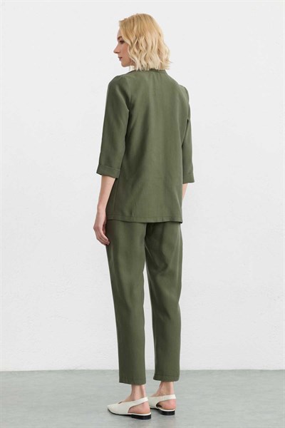 Yakası Katlamalı Önü Açık Ceket  /  HAKİ