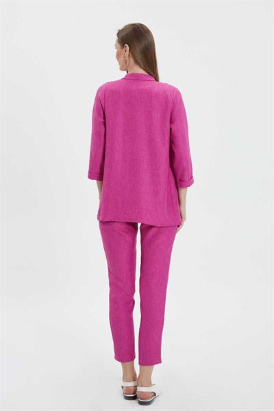 Yakası Katlamalı Truvakar Kol Ceket  /  FUŞYA