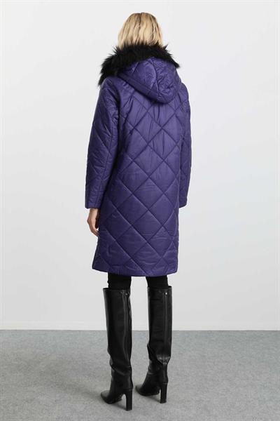 Yakası Kürklü Grogrenli Parlak Uzun Mont  /  MOR