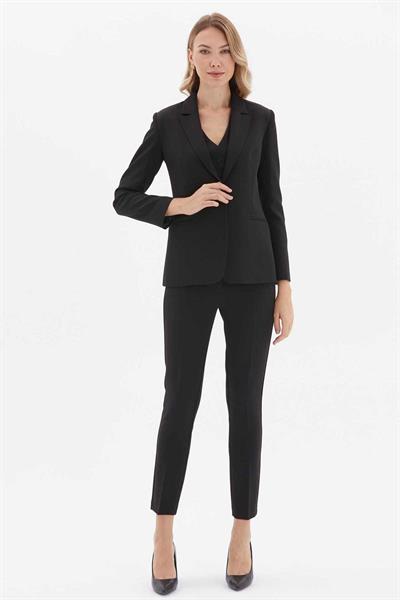 Yan Cep Dar Paça Pantolon  /  SİYAH