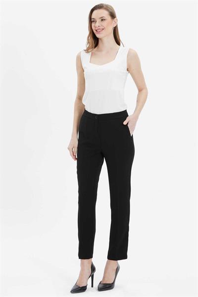 Yan Cep Kendinden Pırıltılı Pantolon  /  SİYAH