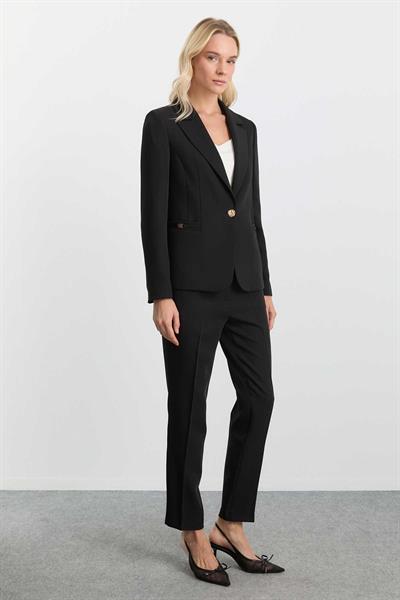 Yandan Cepli Boru Paça Pantolon  /  SİYAH