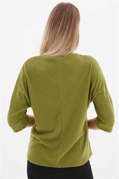 Yanı Düğmeli Cepli Triko Bluz  /  YEŞİL