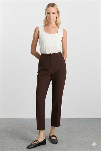 Yanı Lastikli Yan Cep Boru Paça Pantolon  /  KAHVE