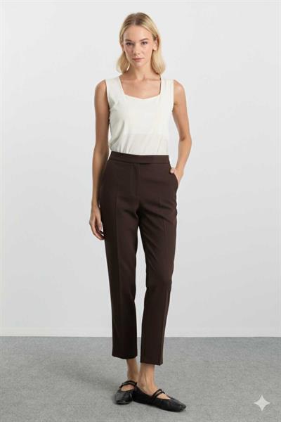 Yanı Lastikli Yan Cep Boru Paça Pantolon  /  KAHVE