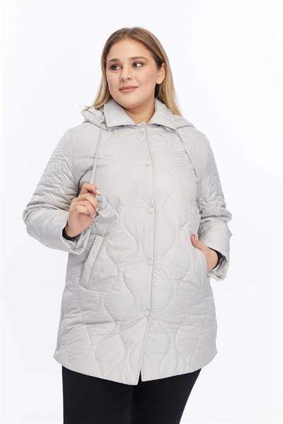 Yanları Çıtçıtlı Kapüşonlu Soğan Kapitone Mont  /  TAŞ