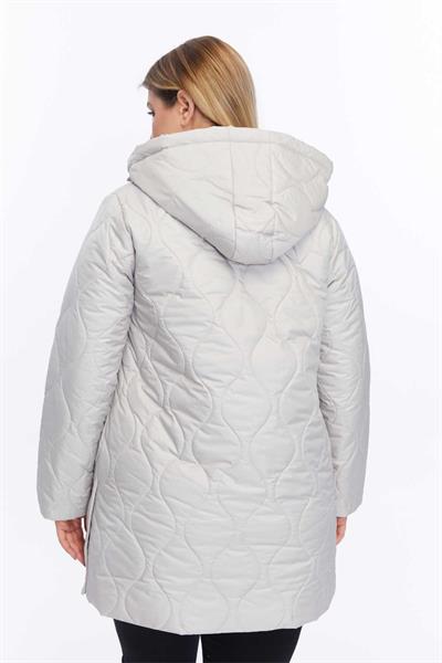 Yanları Çıtçıtlı Kapüşonlu Soğan Kapitone Mont  /  TAŞ