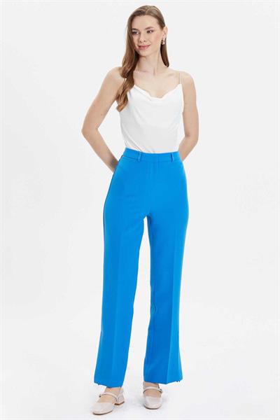 Yanları Yırtmaçlı Cepsiz Pantolon  /  MAVİ