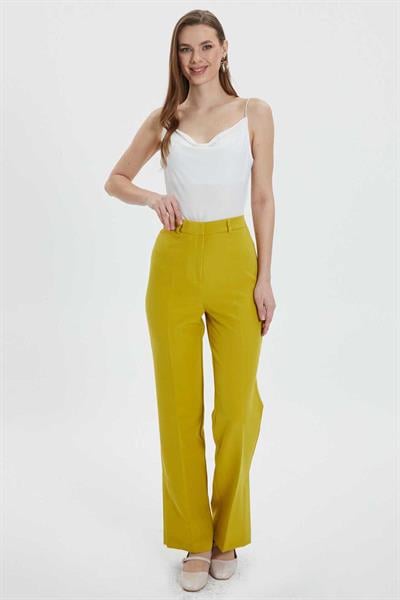 Yanları Yırtmaçlı Cepsiz Pantolon  /  SARI
