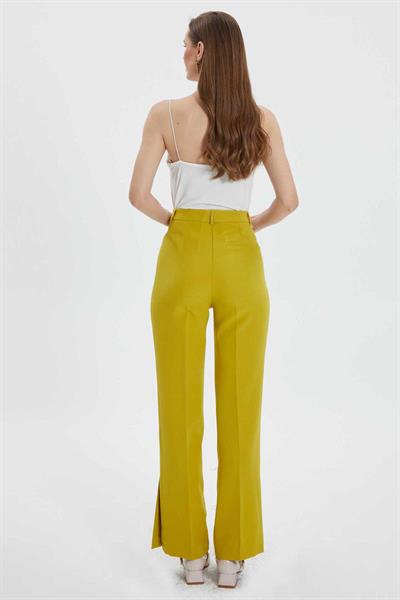 Yanları Yırtmaçlı Cepsiz Pantolon  /  SARI