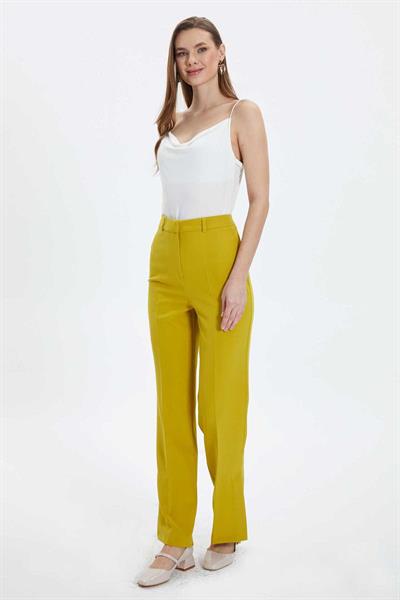 Yanları Yırtmaçlı Cepsiz Pantolon  /  SARI