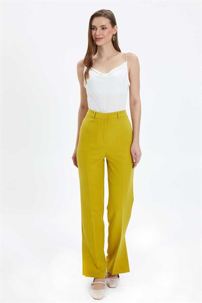 Yanları Yırtmaçlı Cepsiz Pantolon  /  SARI