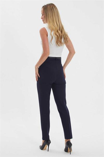 Yüksek Bel Beli Kemerli Pantolon  /  LACİVERT