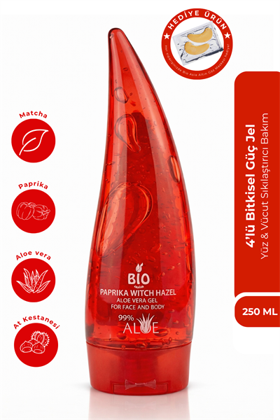 Bio Asia 4lü Bitkisel Güç Jel – Aloe Vera + Matcha + At Kestanesi + Paprika Yüz & Vücut Sıkılaştırıcı 250 ml