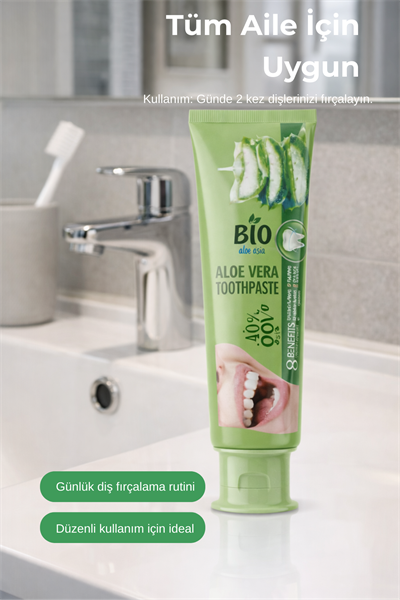 Bio Asia Aloe Vera Diş Macunu – Hassas Dişlere Uygun Yatıştırıcı & Doğal Temizlik 130 ml