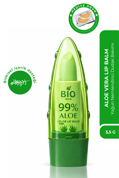 Bio Asia Aloe Vera Lip Balm – Yoğun Nemlendirici, Onarıcı Bitkisel Dudak Bakımı (Renksiz)