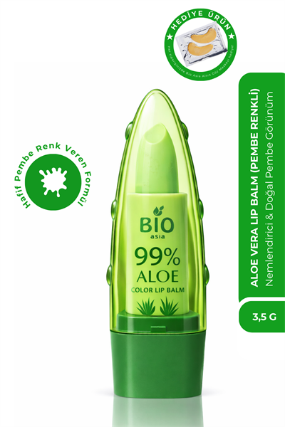 Bio Asia Aloe Vera Lip Stick – Nemlendirici & Doğal Parlaklık Veren Renkli Dudak Bakımı (Pembe)