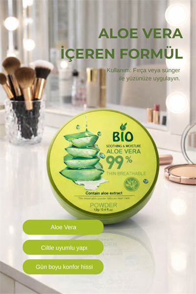 Bio Asia Aloe Vera Pudra – Yağ Kontrolü Sağlayan, Gözenek Gizleyen Hafif Matlaştırıcı