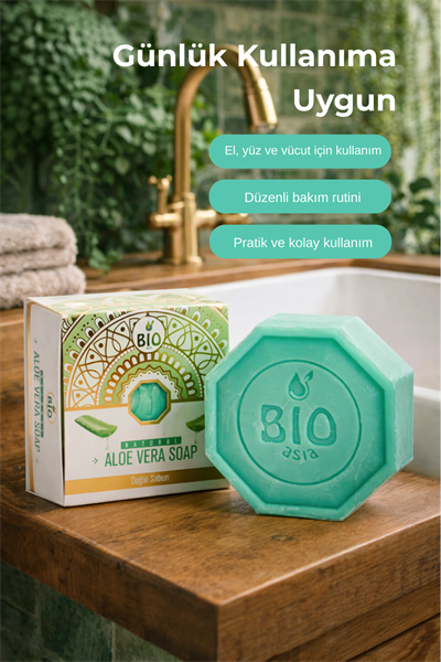 Bio Asia Aloe Vera Sabun – Nemlendirici, Yatıştırıcı ve Ferahlatıcı Doğal Bitkisel Sabun 150 gr