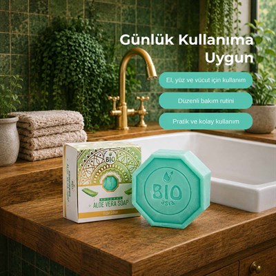 Bio Asia Aloe Vera Sabun – Nemlendirici, Yatıştırıcı ve Ferahlatıcı Doğal Bitkisel Sabun 150 gr